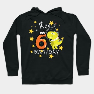 Kids 6 Year Old 6th Birthday Boy T Rex Dinosaur Space Hoodie